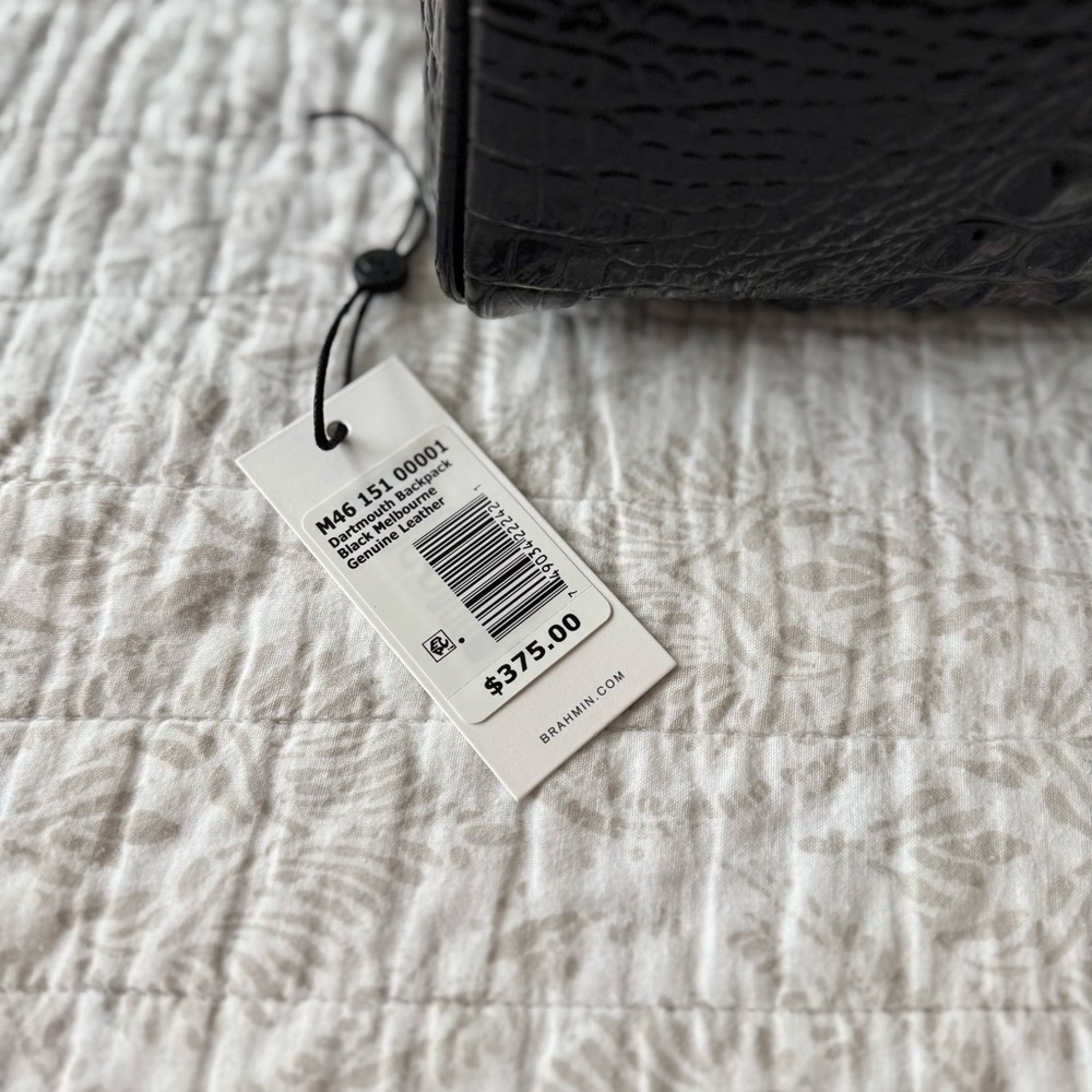 Brahmin Dartmouth Croc-Embossed Genuine Leather Backback in Black Melbourne🖤 NWT - Picture 9 of 11
